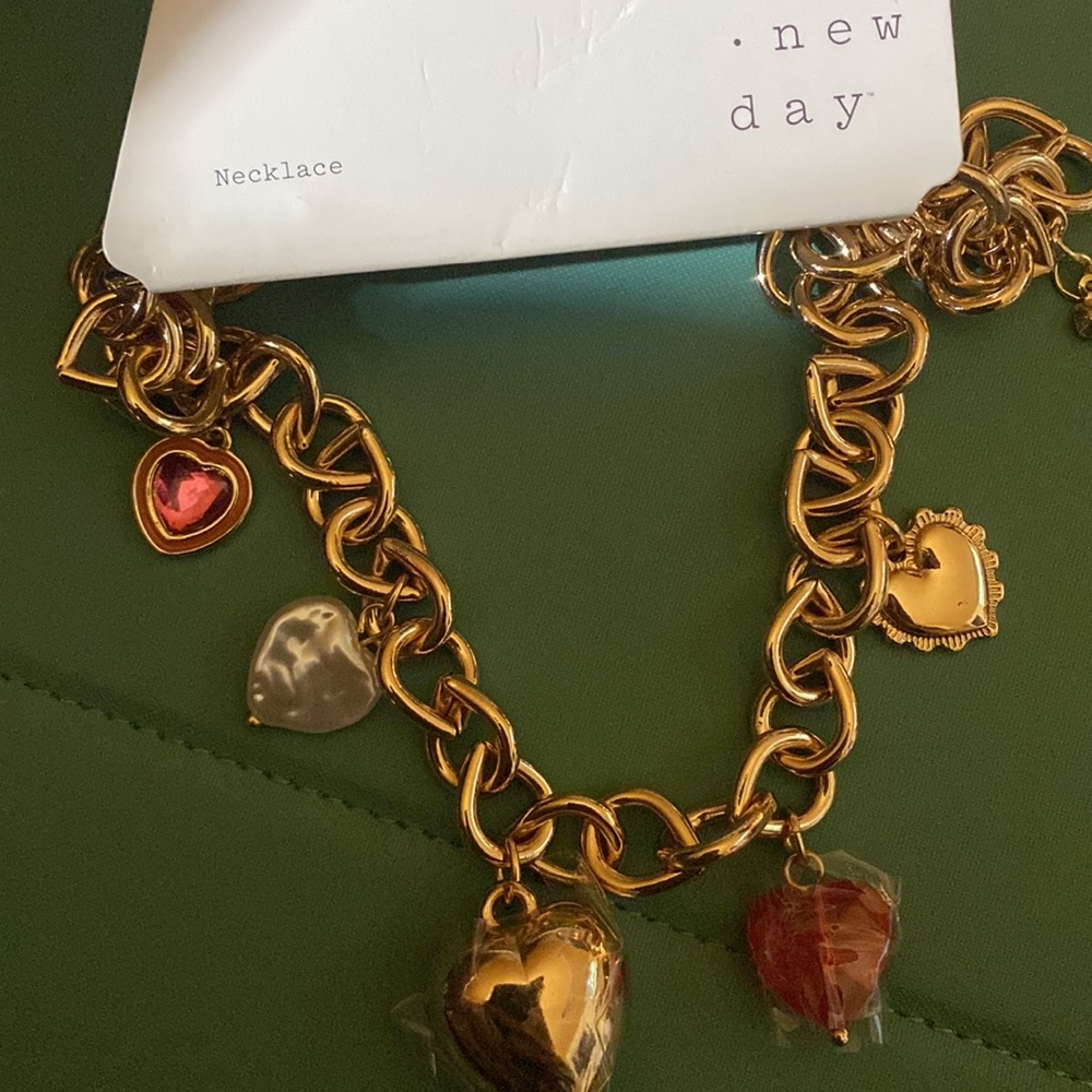 a new day Gold Heart Charm Necklace with Red and White Accents - Picture 9 of 9